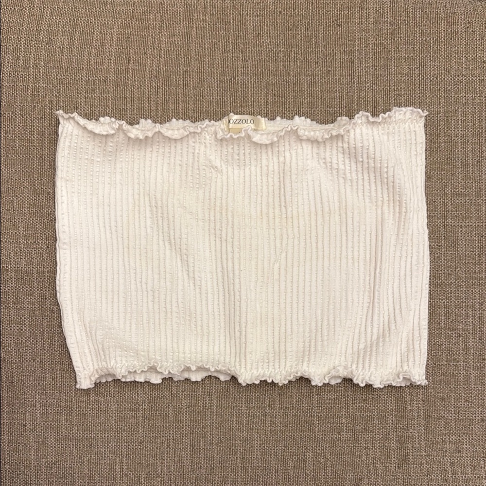 White Ribbed Tube Top